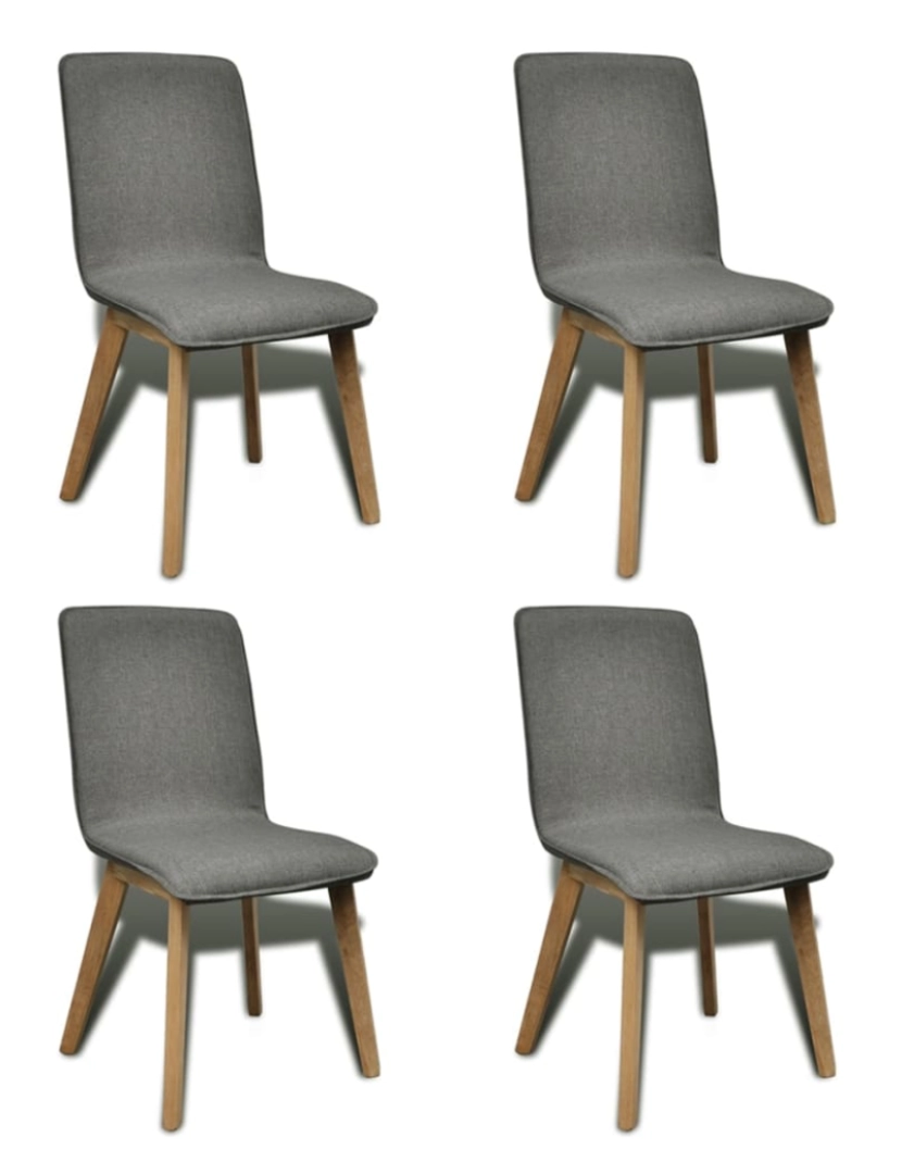 imagem de vidaXL Cadeiras jantar 4 pcs tecido cinzento-claro e carvalho maciço1