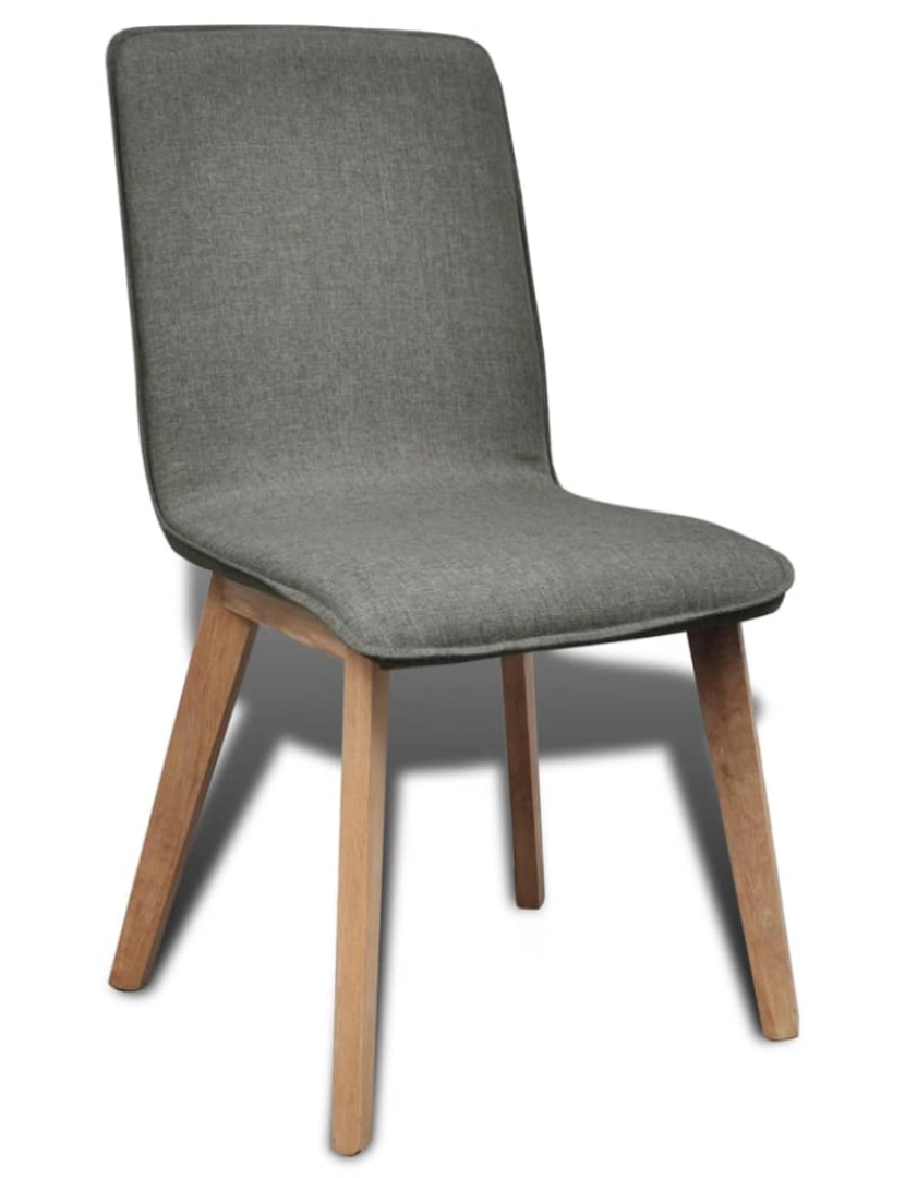 imagem de vidaXL Cadeiras jantar 4 pcs tecido cinzento-claro e carvalho maciço4