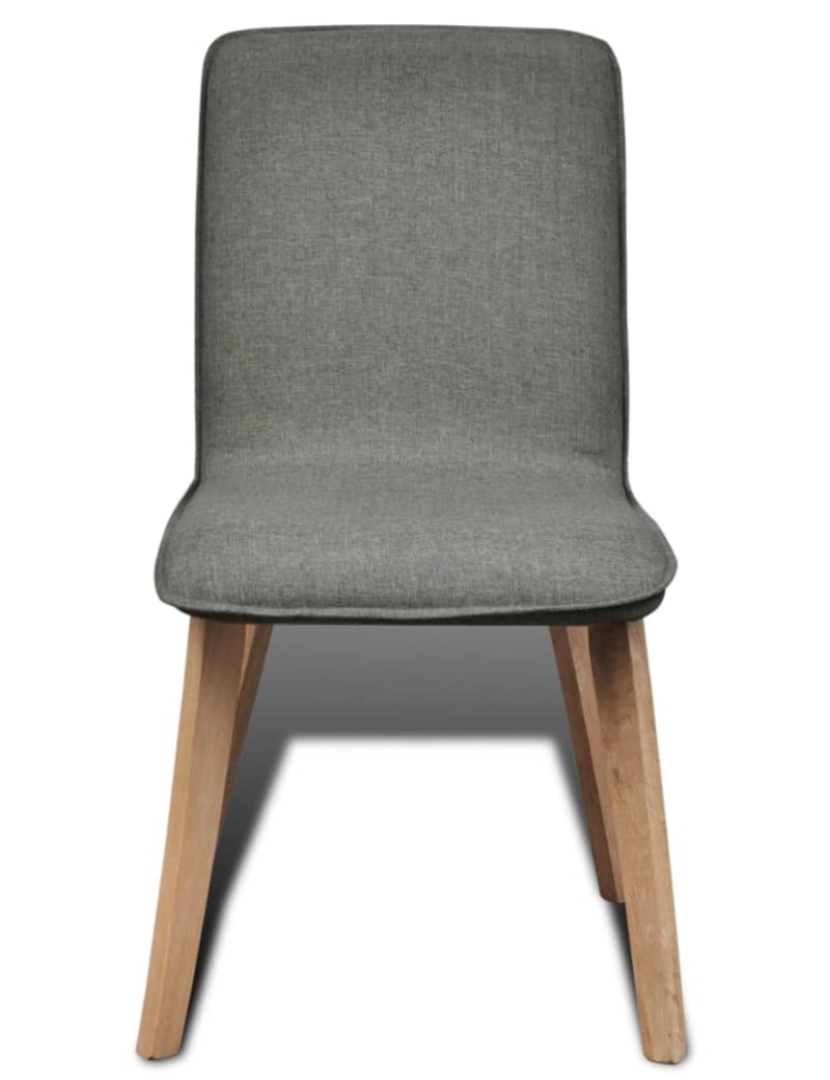 imagem de vidaXL Cadeiras jantar 4 pcs tecido cinzento-claro e carvalho maciço5