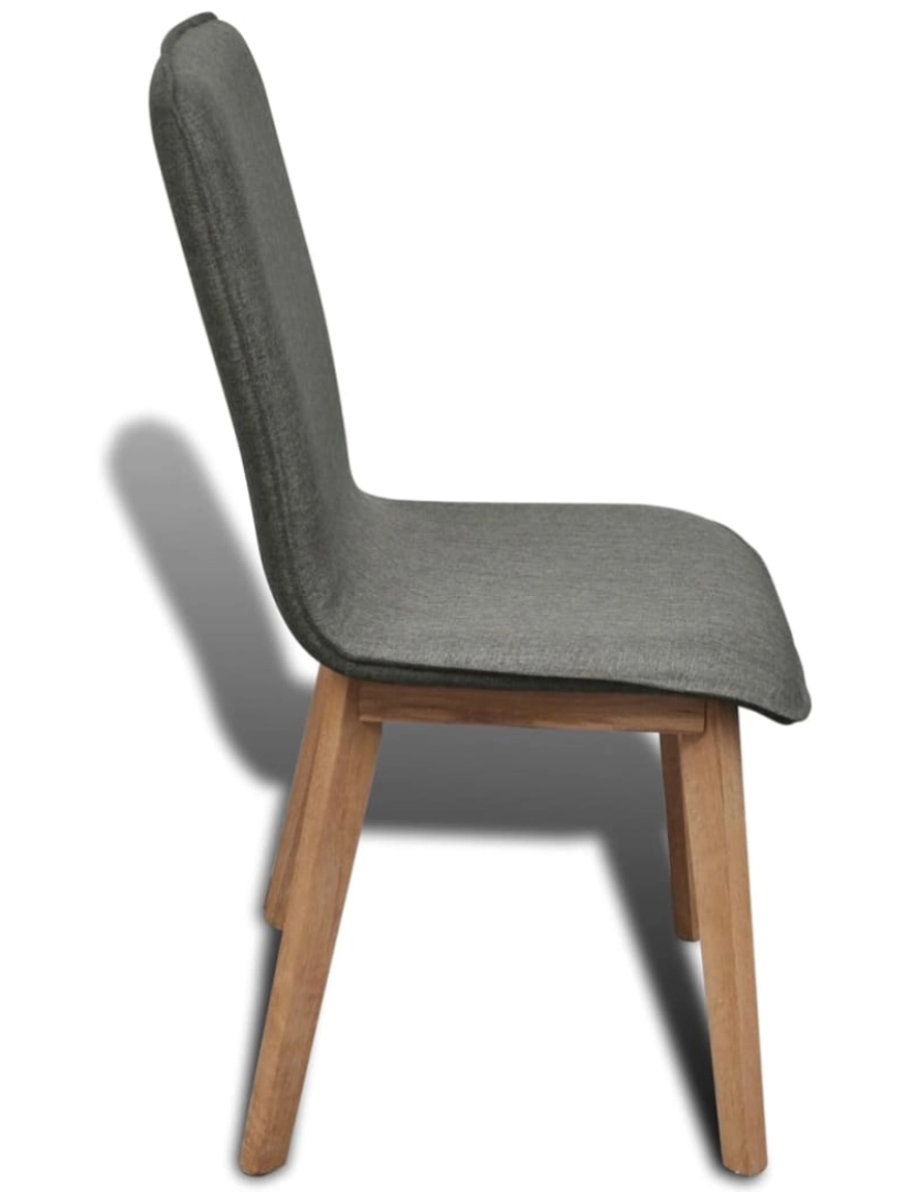 imagem de vidaXL Cadeiras jantar 4 pcs tecido cinzento-claro e carvalho maciço6