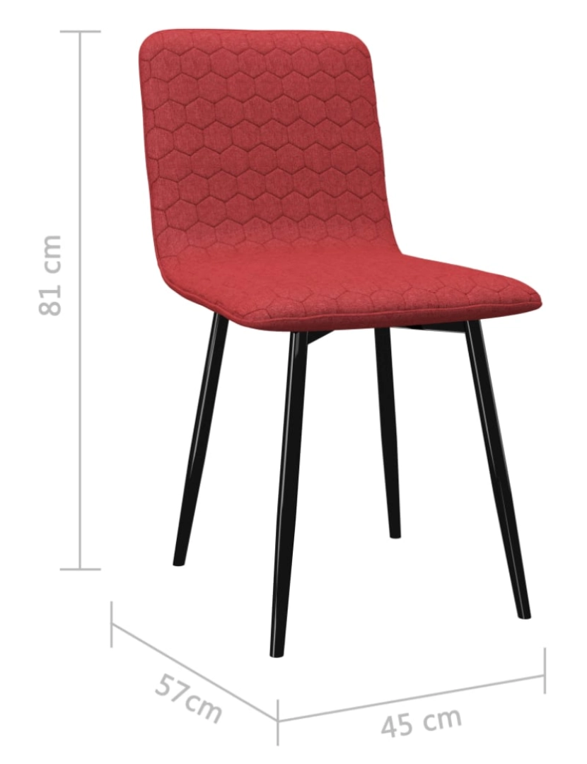 imagem de vidaXL Cadeiras de jantar 2 pcs tecido vermelho tinto8