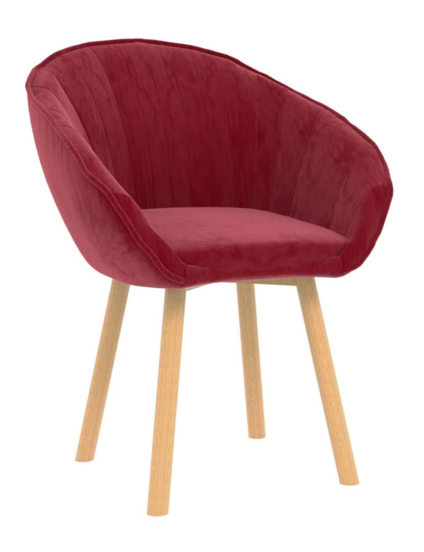 imagem de vidaXL Cadeira de jantar veludo vermelho tinto1