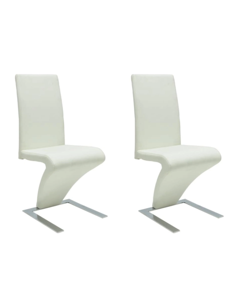 imagem de vidaXL Cadeiras de jantar 2 pcs couro artificial branco1