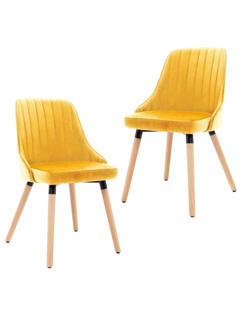 imagem de vidaXL Cadeiras de jantar 2 pcs veludo amarelo1