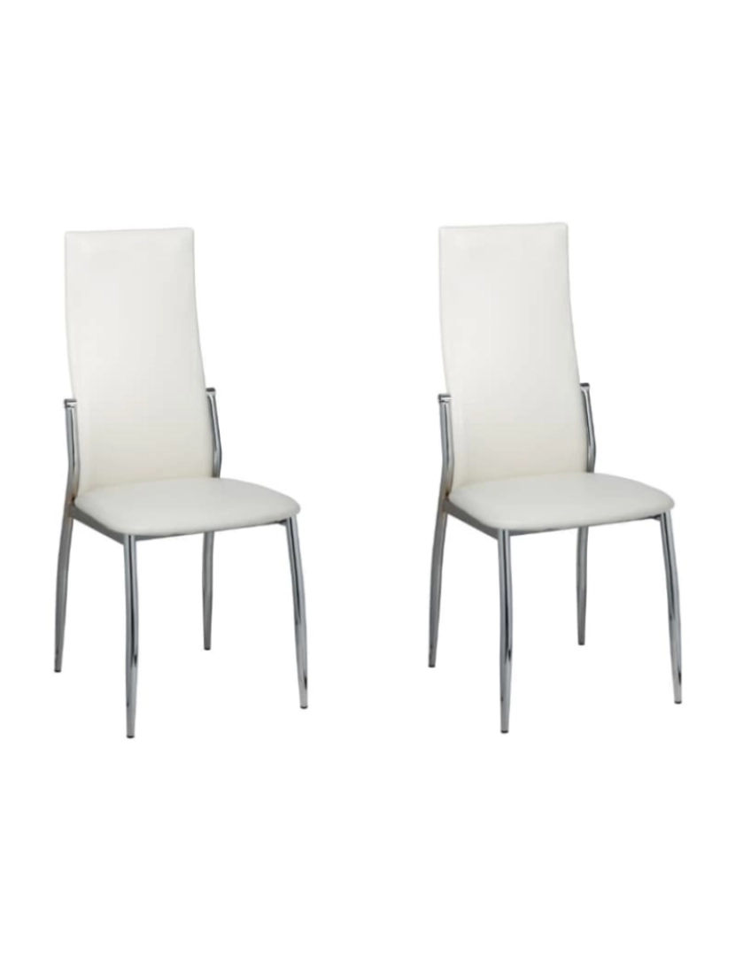 imagem de vidaXL Cadeiras de jantar 2 pcs couro artificial branco1