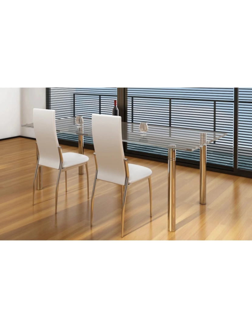 imagem de vidaXL Cadeiras de jantar 2 pcs couro artificial branco2