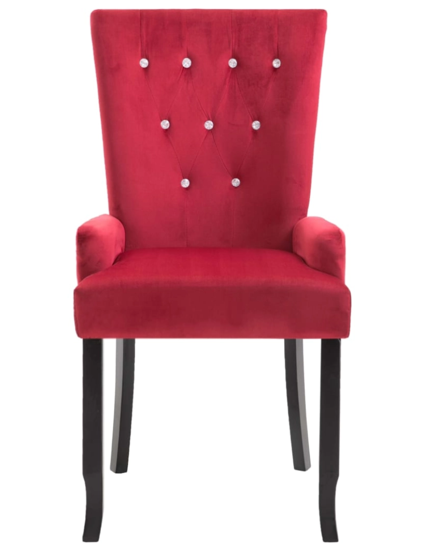 imagem de vidaXL Cadeira de jantar com apoio de braços veludo vermelho4