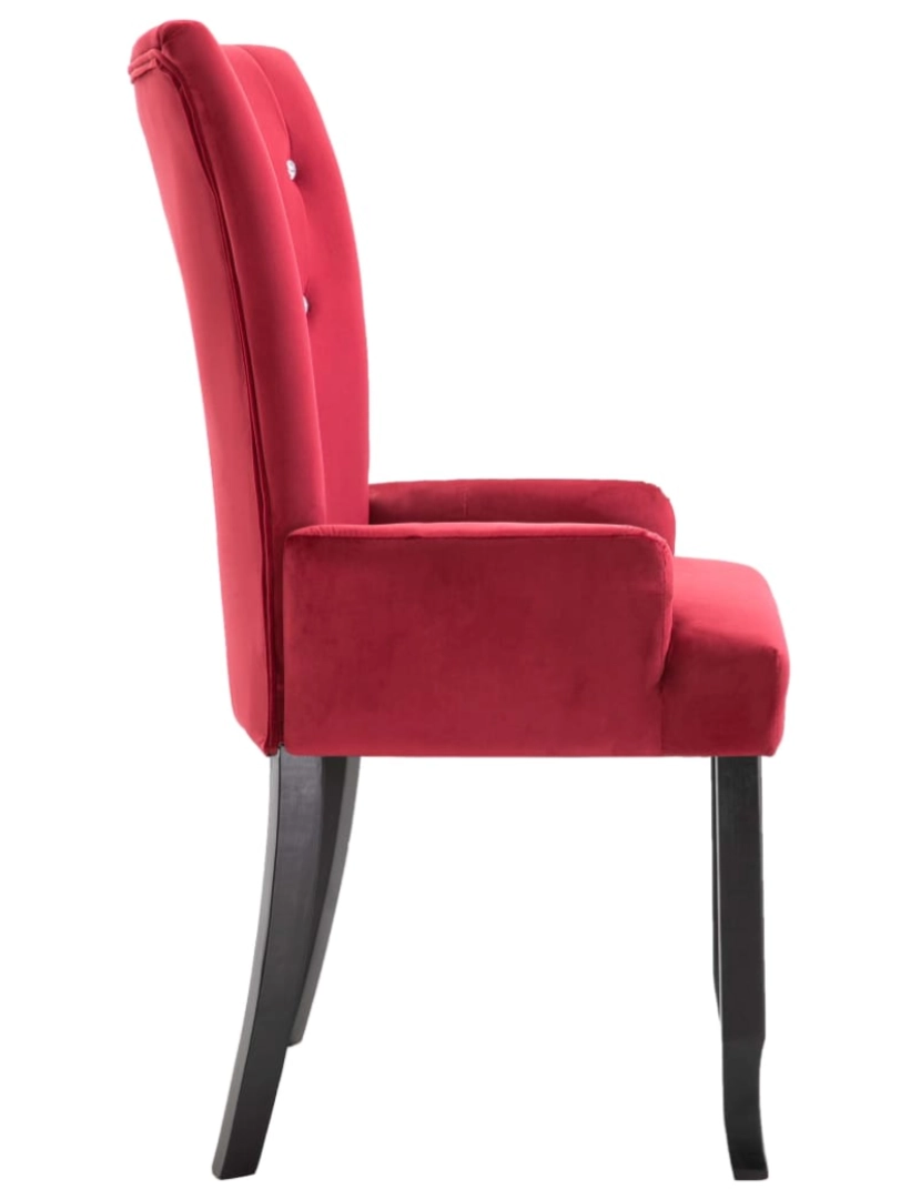imagem de vidaXL Cadeira de jantar com apoio de braços veludo vermelho5