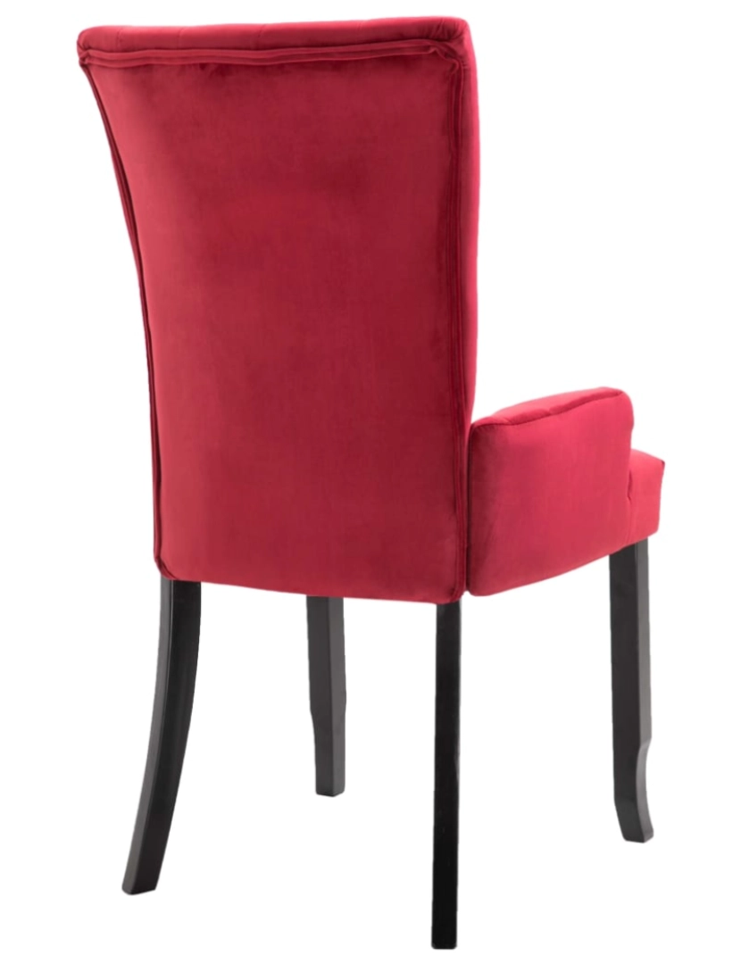 imagem de vidaXL Cadeira de jantar com apoio de braços veludo vermelho6