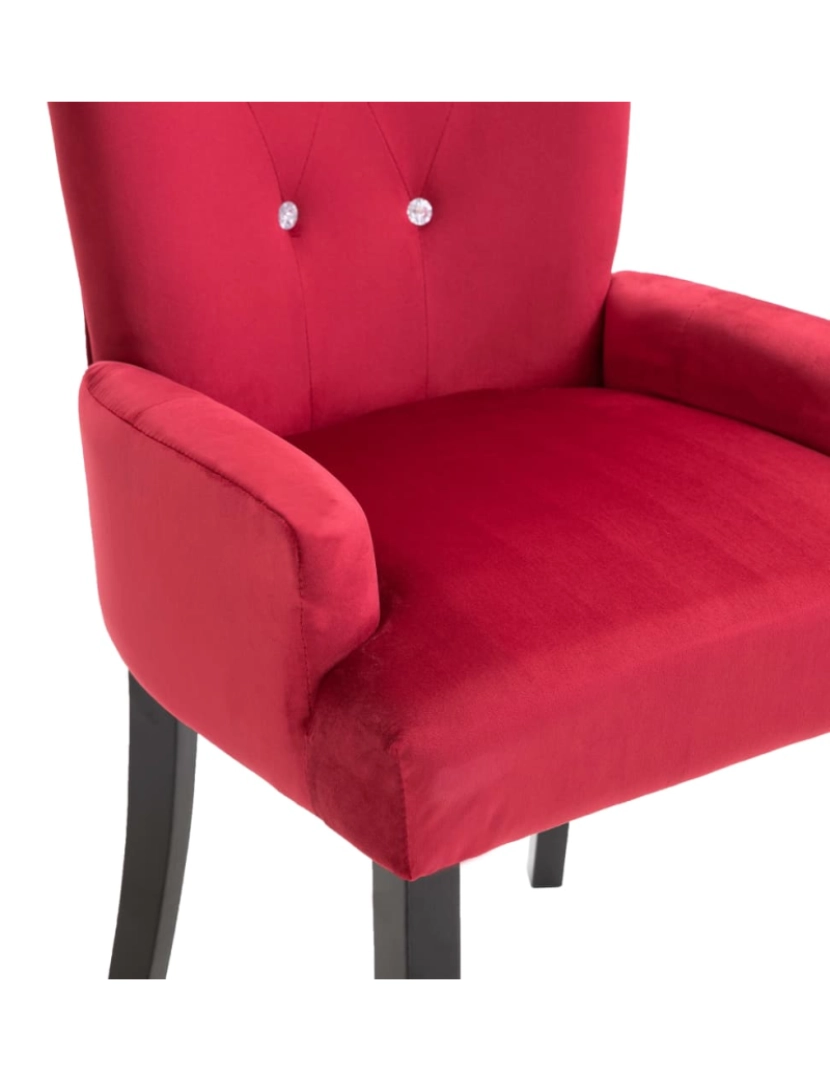 imagem de vidaXL Cadeira de jantar com apoio de braços veludo vermelho7