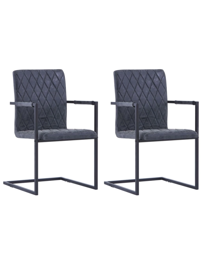 Vidaxl - vidaXL Cadeiras de jantar cantilever 2 pcs couro artificial preto