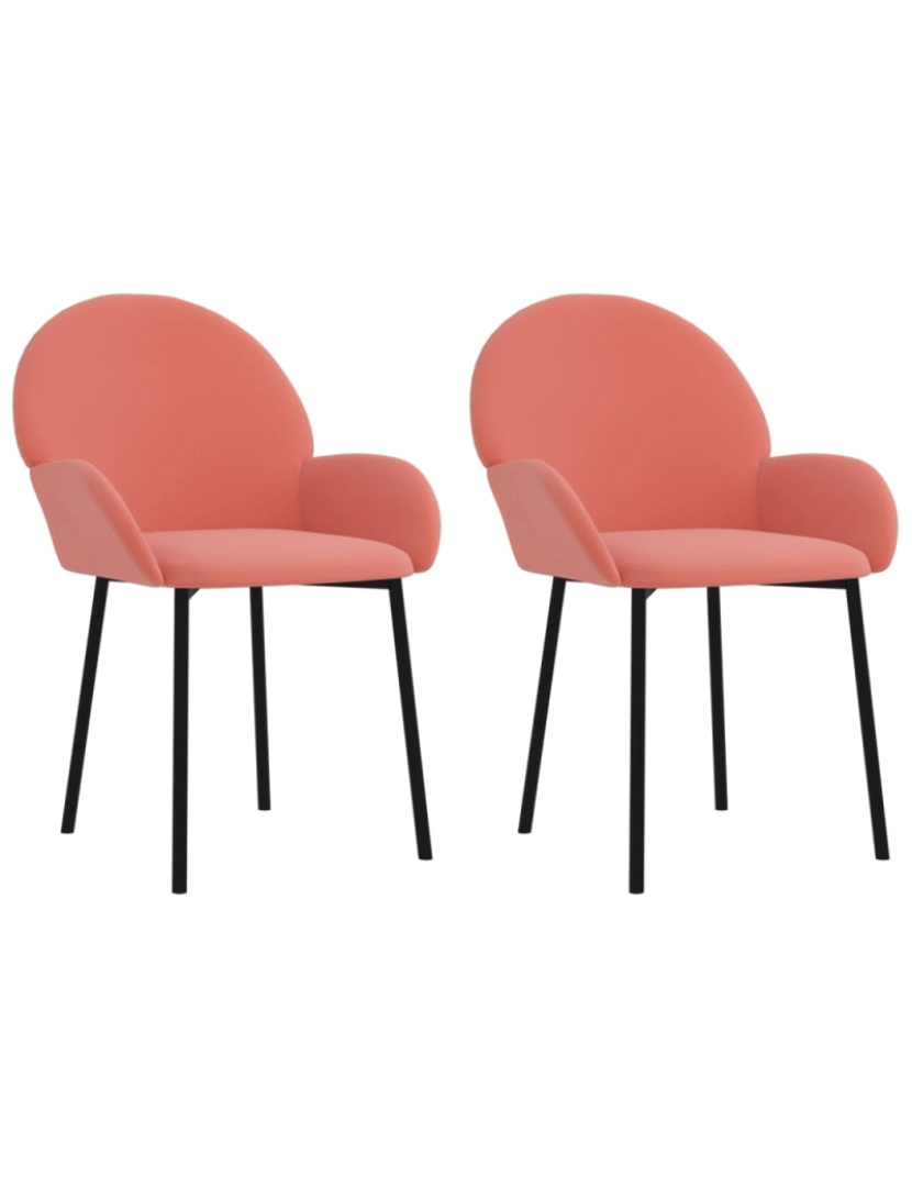 imagem de vidaXL Cadeiras de jantar 2 pcs veludo rosa1