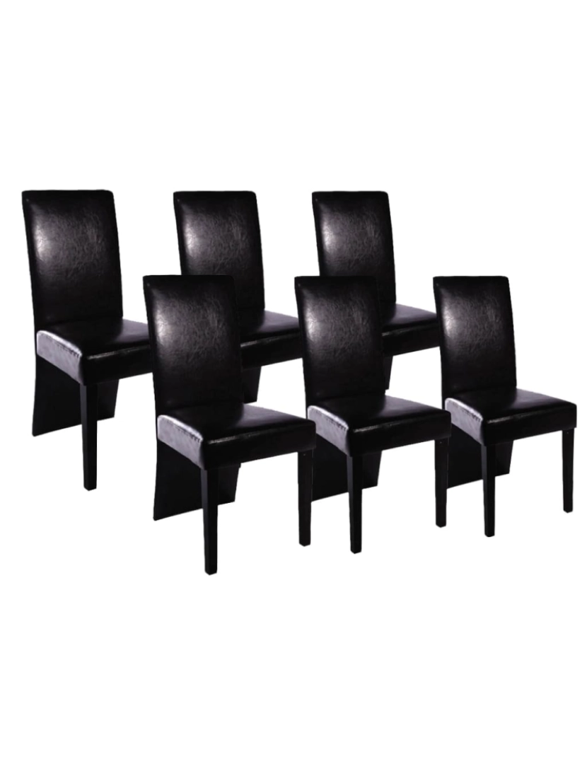 imagem de vidaXL Cadeiras de jantar 6 pcs couro artificial preto1