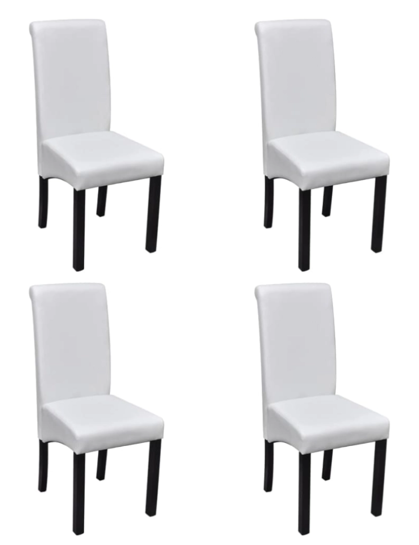 imagem de vidaXL Cadeiras de jantar 4 pcs couro artificial branco2