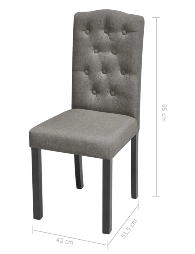 imagem de vidaXL Cadeiras de jantar 4 pcs tecido cinzento8