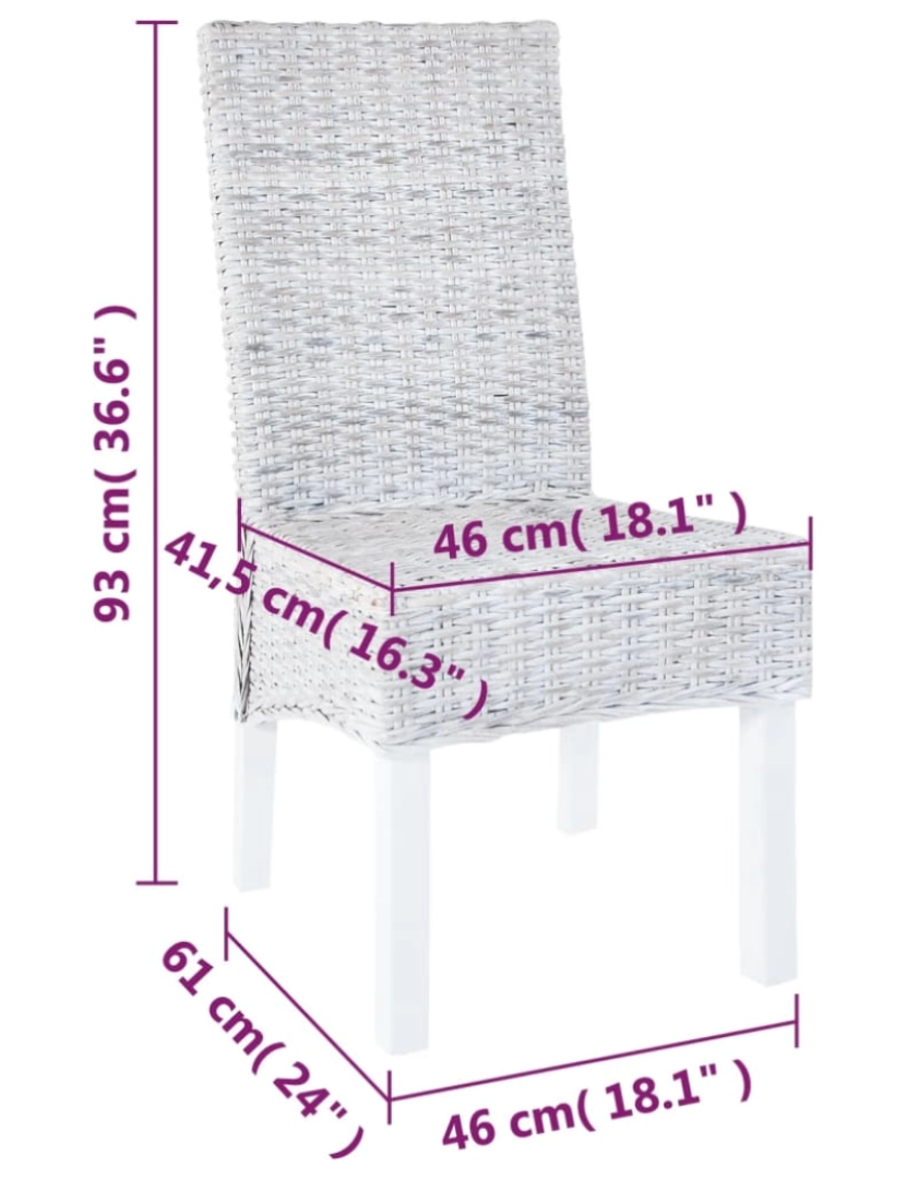 imagem de vidaXL Cadeiras de jantar 2 pcs vime Kubu + madeira mangueira castanho9