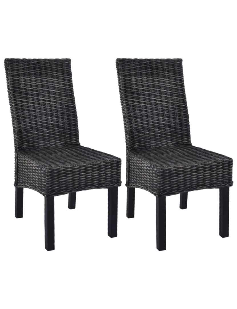 Vidaxl - vidaXL Cadeiras de jantar 2 pcs vime Kubu preto + madeira mangueira