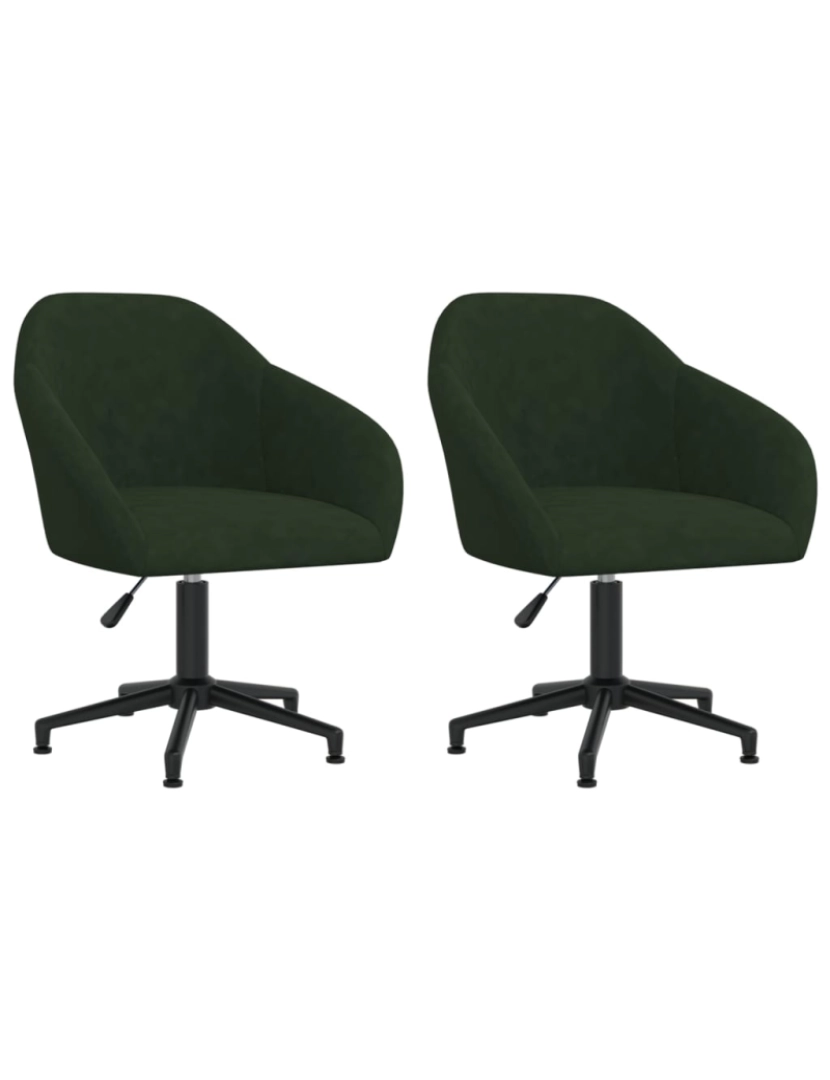 imagem de vidaXL Cadeiras de jantar giratorias 2 pcs veludo verde-escuro1