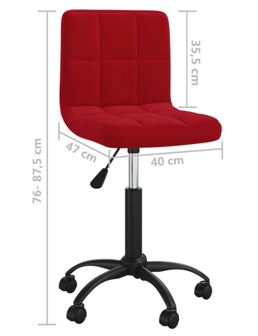 imagem de vidaXL Cadeiras de jantar giratórias 2 pcs veludo vermelho tinto10