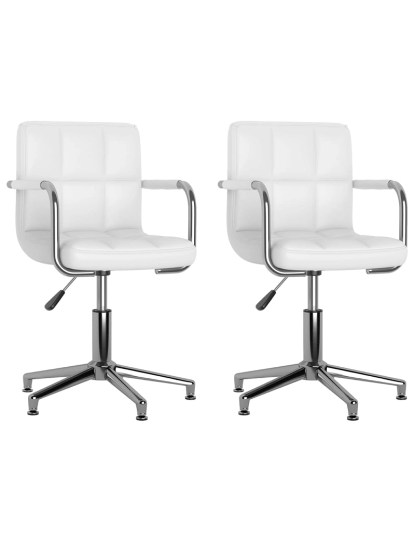 imagem de vidaXL Cadeiras de jantar giratórias 2 pcs couro artificial branco1