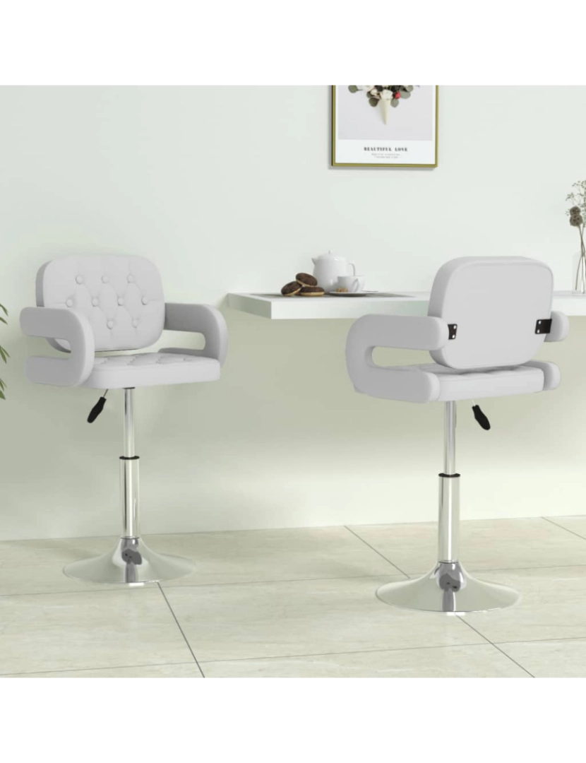 imagem de vidaXL Cadeiras de jantar giratórias 2 pcs couro artificial branco2