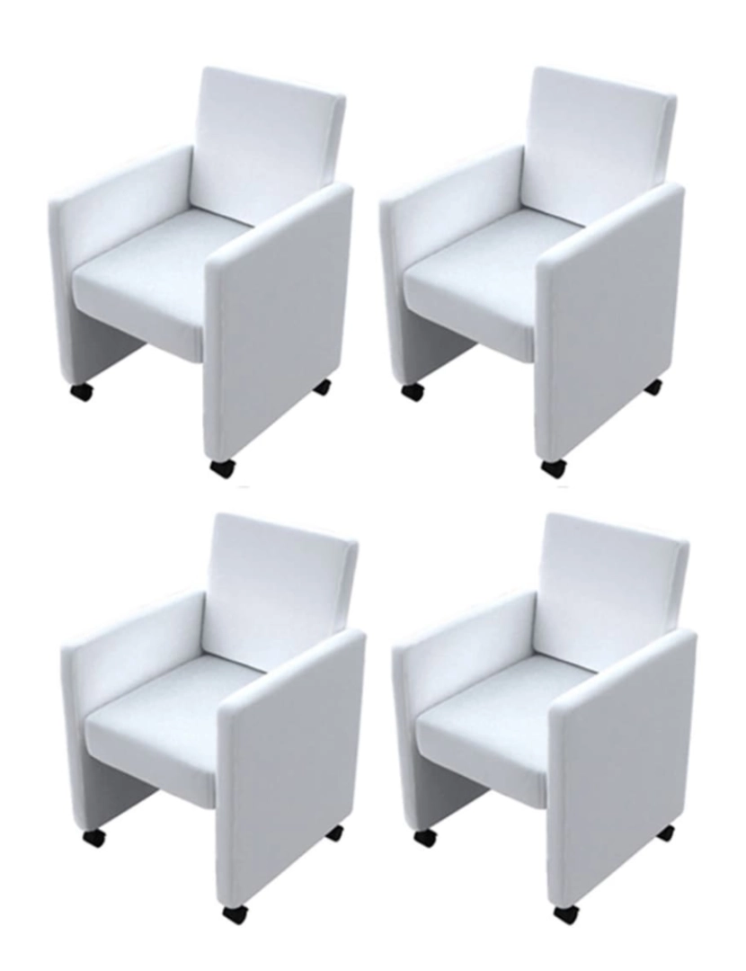 imagem de vidaXL Cadeiras de jantar 4 pcs couro artificial branco2