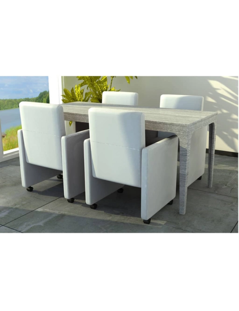 imagem de vidaXL Cadeiras de jantar 4 pcs couro artificial branco7