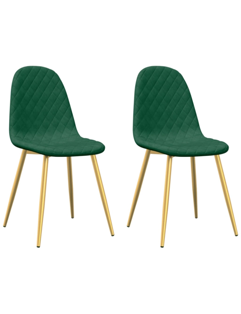 imagem de vidaXL Cadeiras de jantar 2 pcs veludo verde-escuro1