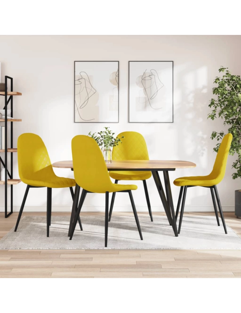 imagem de vidaXL Cadeiras de jantar 4 pcs veludo amarelo mostarda2