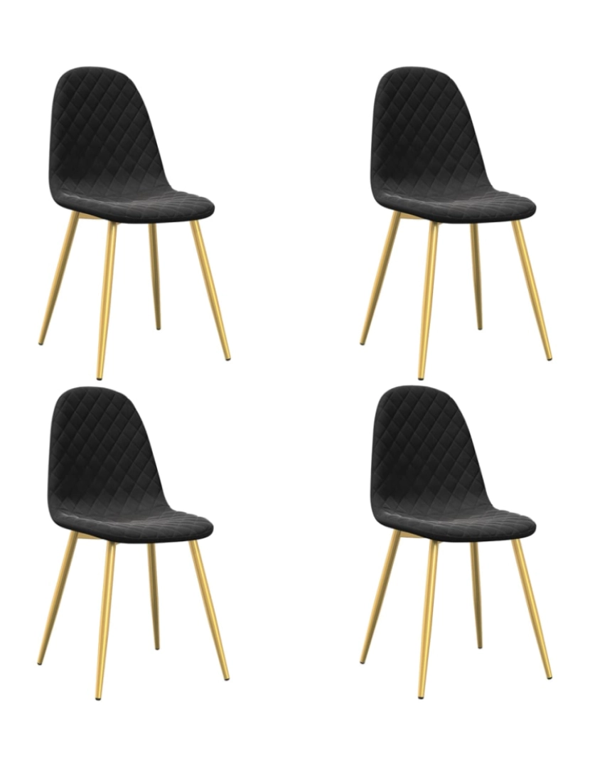 imagem de vidaXL Cadeiras de jantar 4 pcs veludo preto1