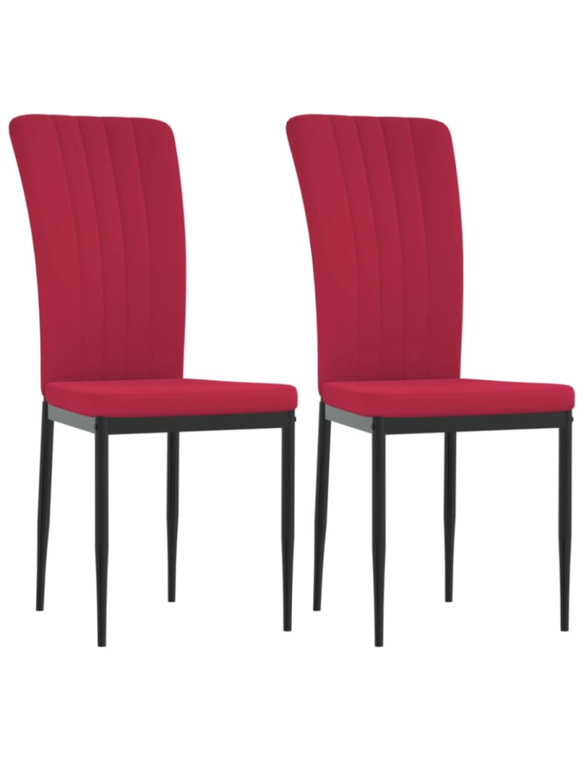 imagem de vidaXL Cadeiras de jantar 2 pcs veludo vermelho tinto1