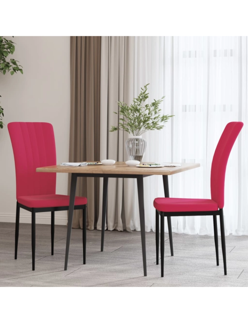 imagem de vidaXL Cadeiras de jantar 2 pcs veludo vermelho tinto2