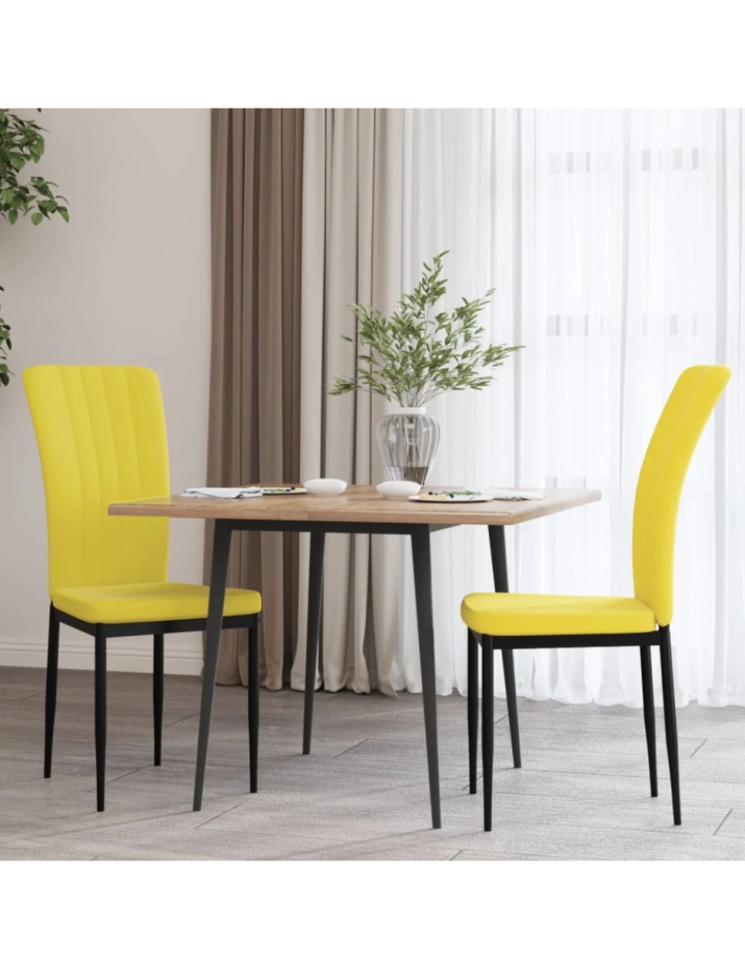 imagem de vidaXL Cadeiras de jantar 2 pcs veludo amarelo mostarda2