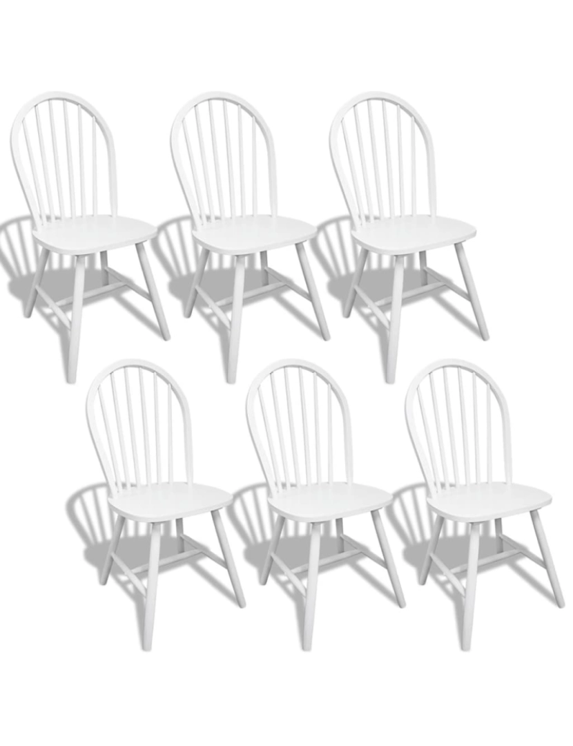 imagem de vidaXL Cadeiras de jantar 6 pcs seringueira maciça branco1
