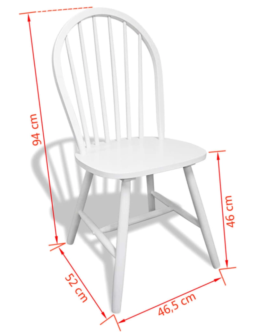 imagem de vidaXL Cadeiras de jantar 6 pcs seringueira maciça branco7