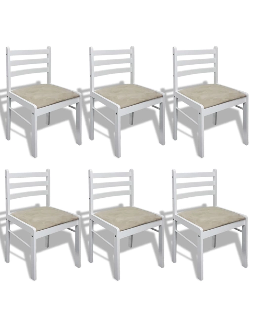imagem de vidaXL Cadeiras de jantar 6 pcs madeira maciça branco e veludo1