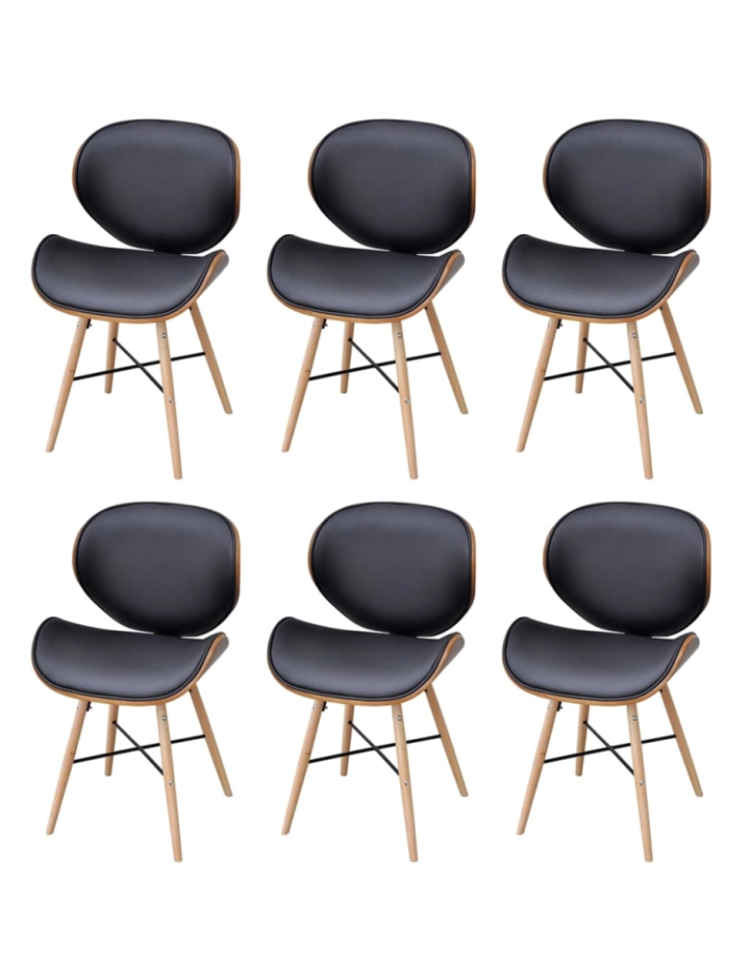 imagem de vidaXL Cadeiras de jantar 6 pcs madeira curvada e couro artificial1