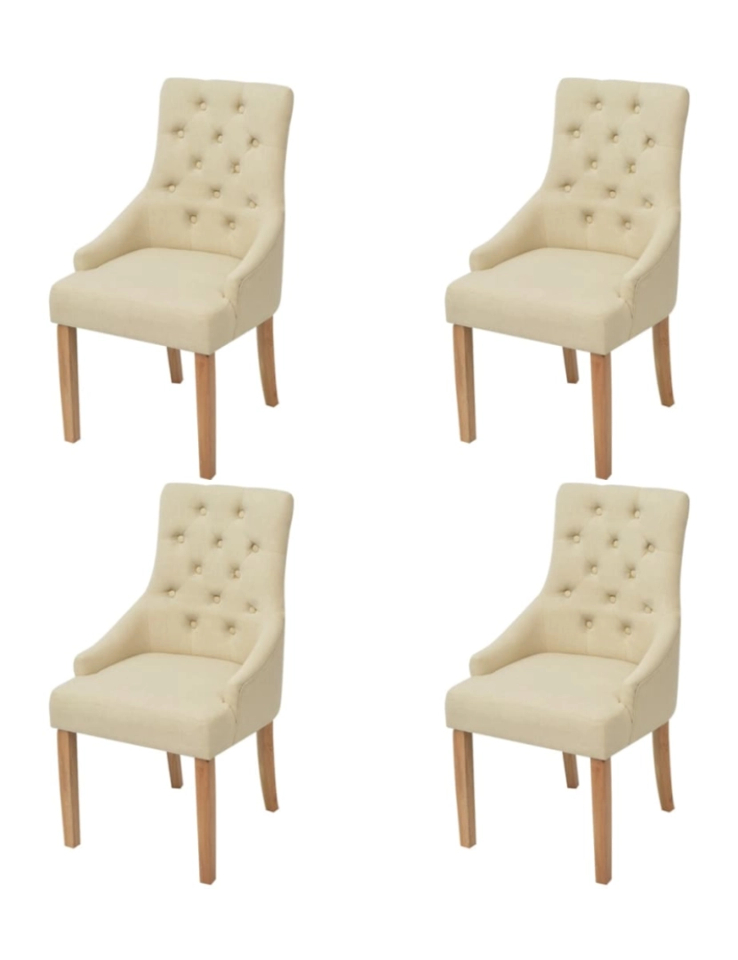 imagem de vidaXL Cadeiras de jantar 4 pcs tecido creme1