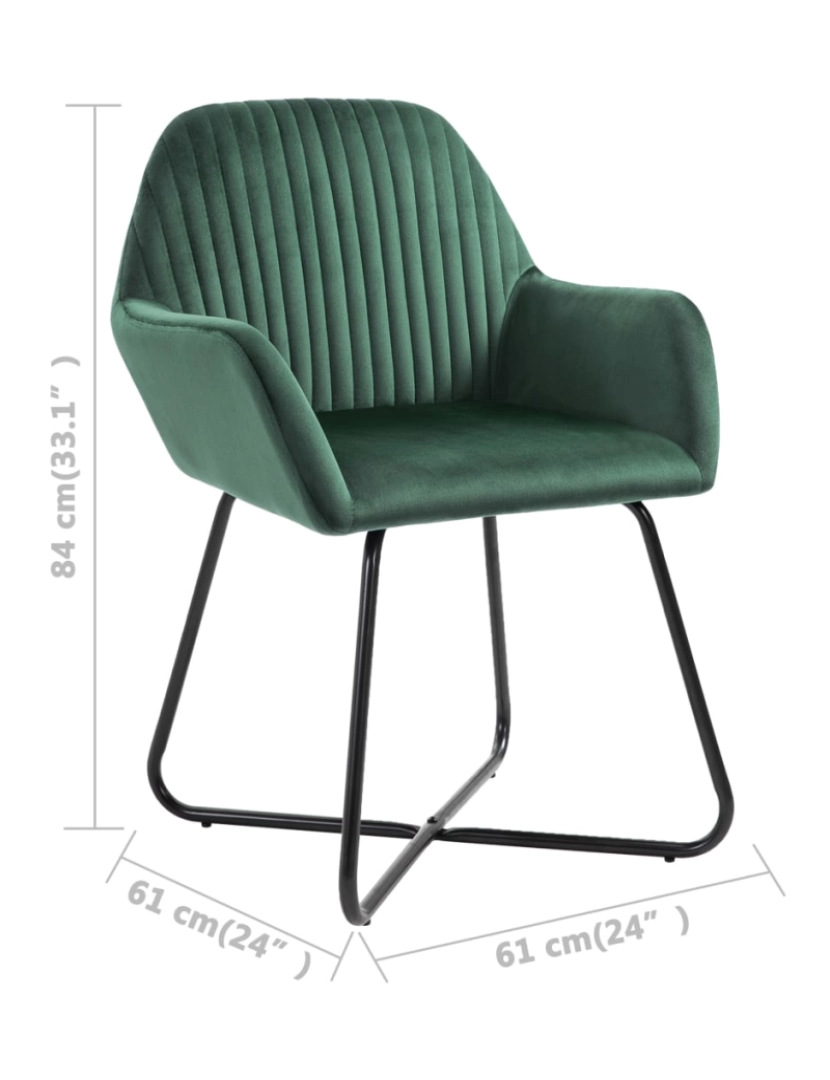 imagem de vidaXL Cadeiras de jantar 4 pcs veludo verde9