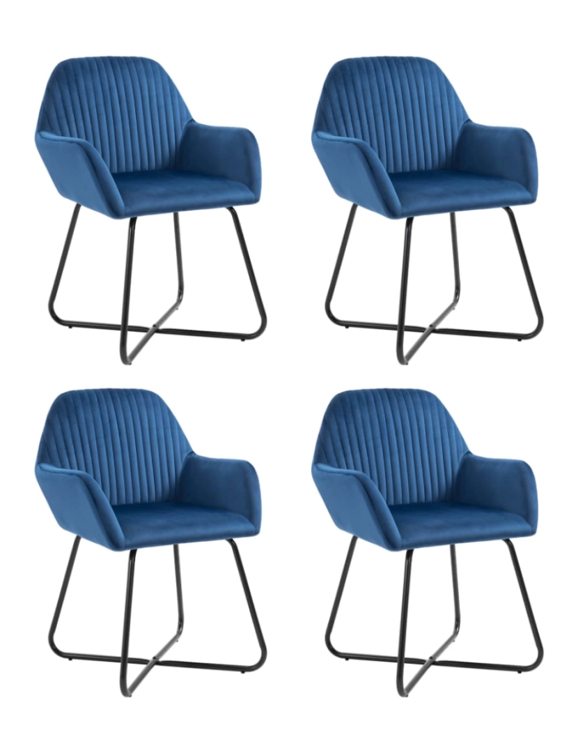 imagem de vidaXL Cadeiras de jantar 4 pcs veludo azul2