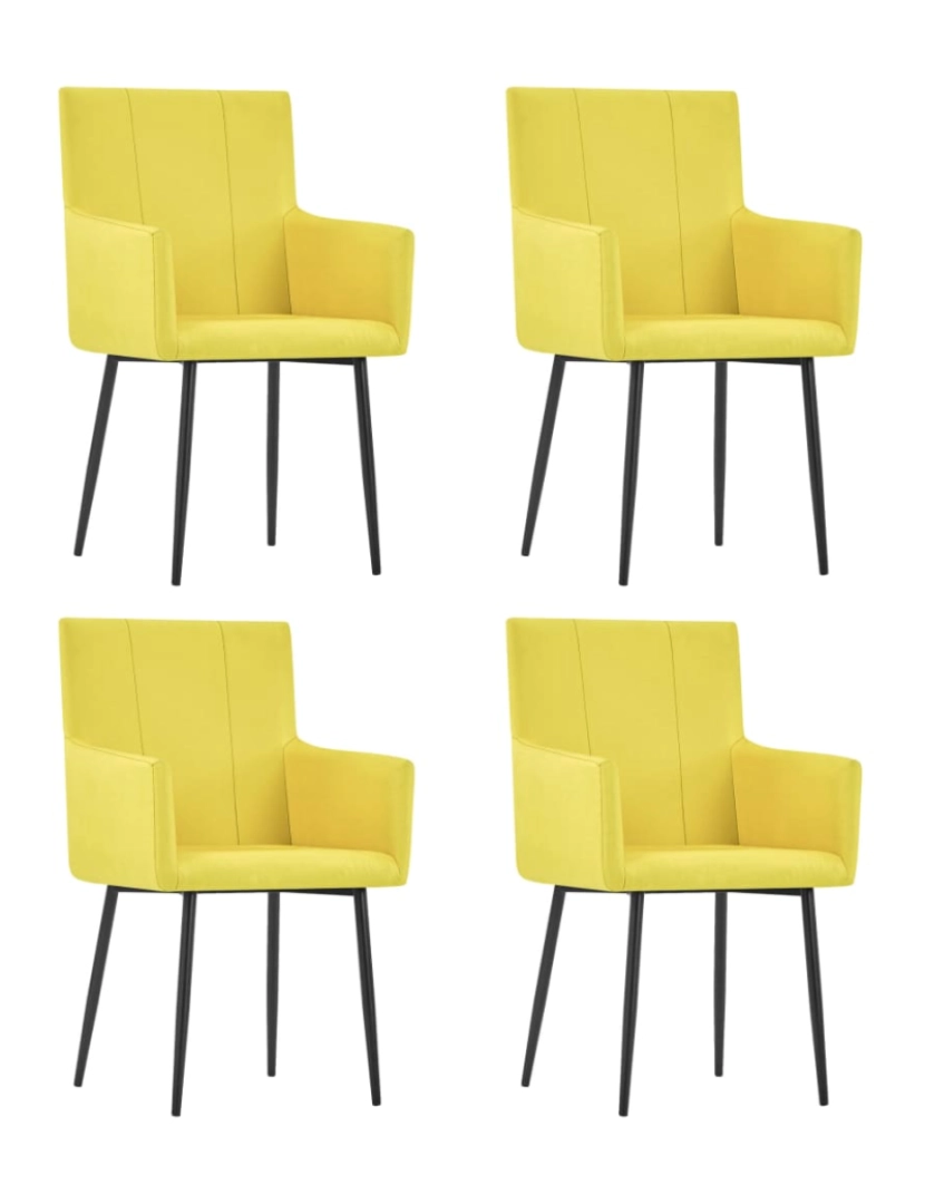 imagem de vidaXL Cadeiras de jantar com apoio de braços 4 pcs tecido amarelo1