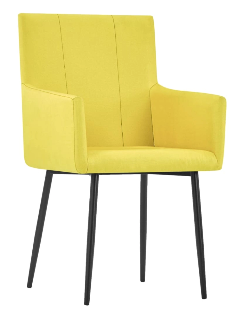 imagem de vidaXL Cadeiras de jantar com apoio de braços 4 pcs tecido amarelo3
