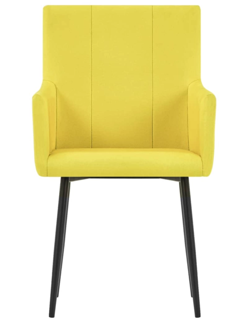 imagem de vidaXL Cadeiras de jantar com apoio de braços 4 pcs tecido amarelo4