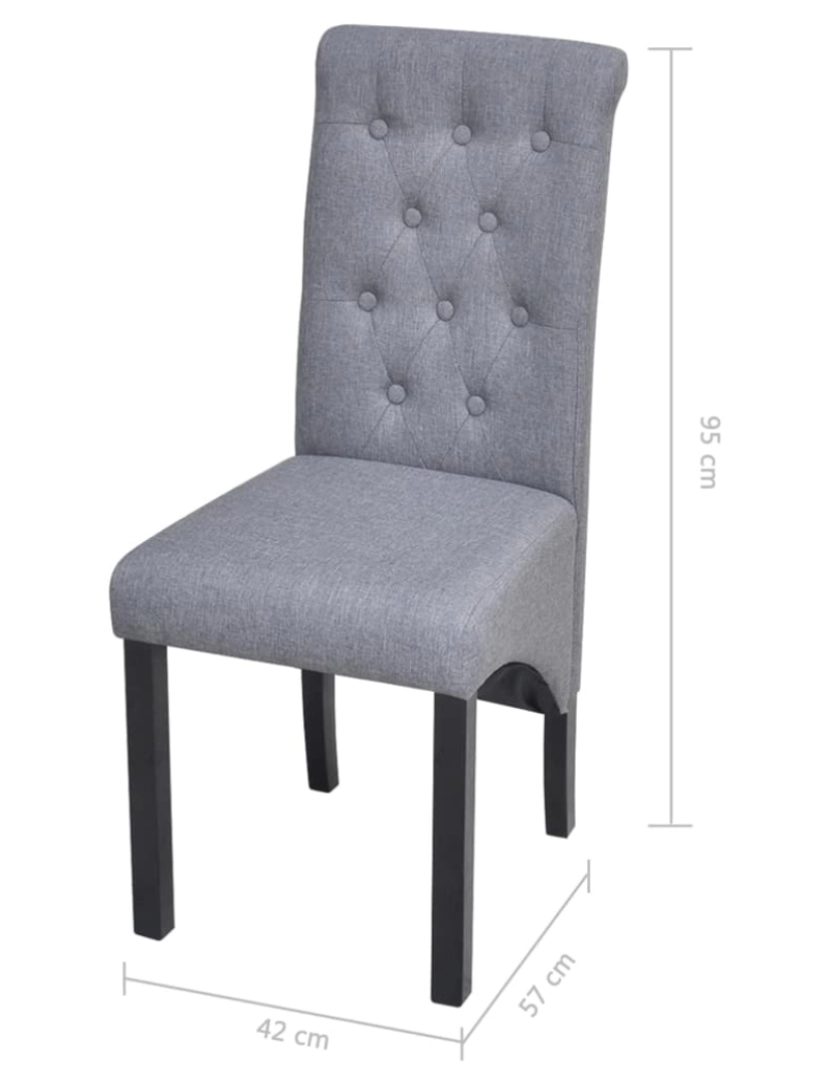 imagem de vidaXL Cadeiras de jantar 4 pcs tecido cinzento-claro8