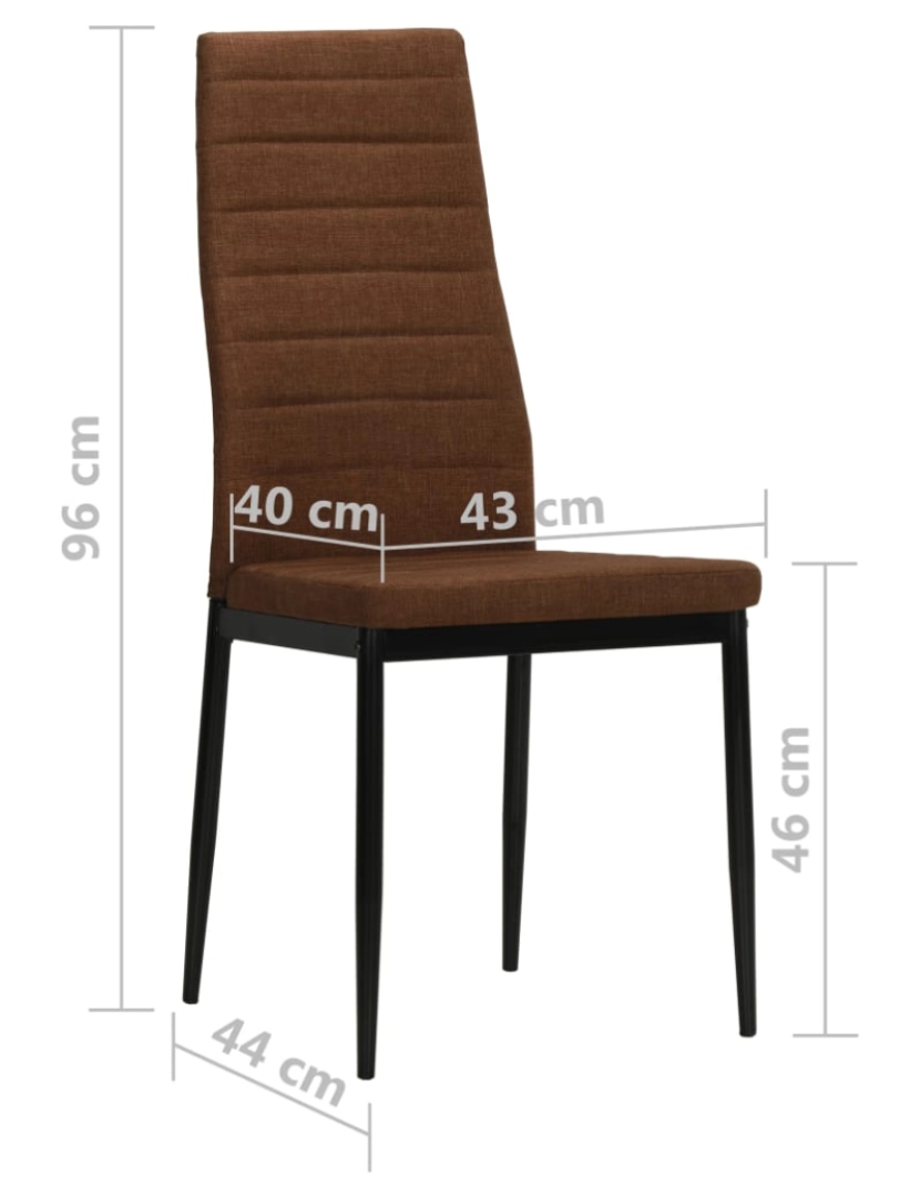 imagem de vidaXL Cadeiras de jantar 4 pcs tecido castanho9