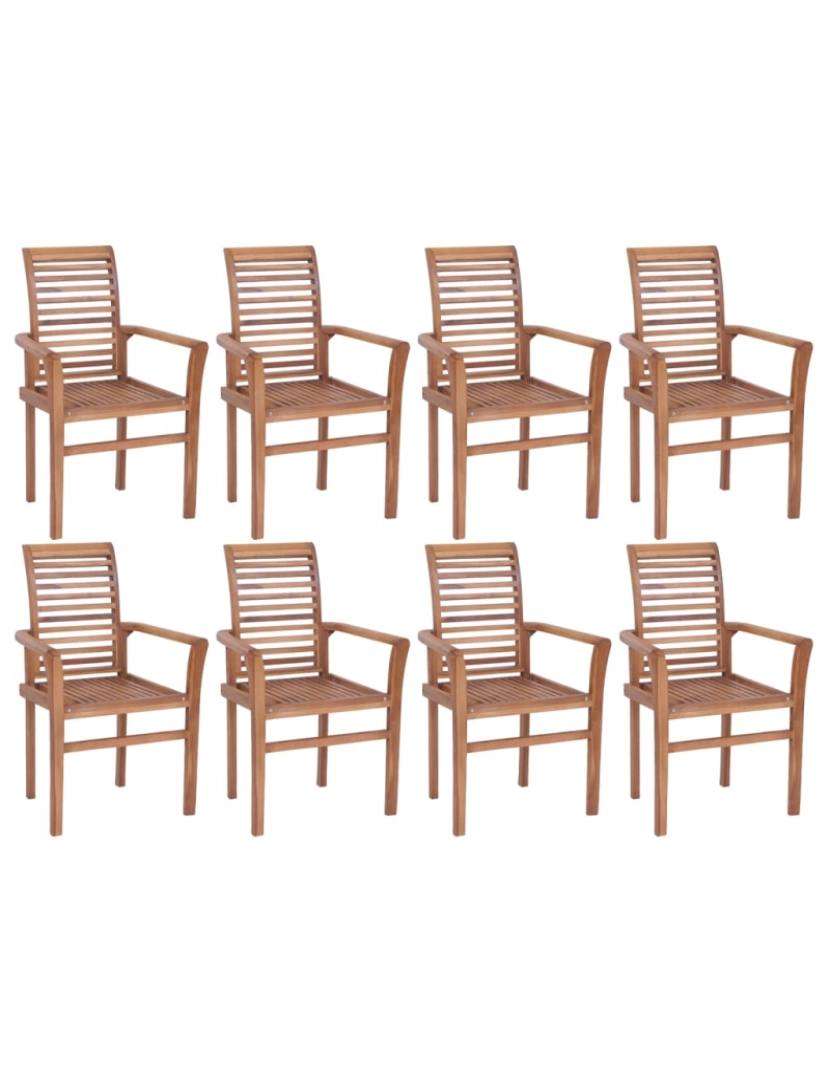 Vidaxl - vidaXL Cadeiras de jantar empilháveis 8 pcs madeira de teca maciça