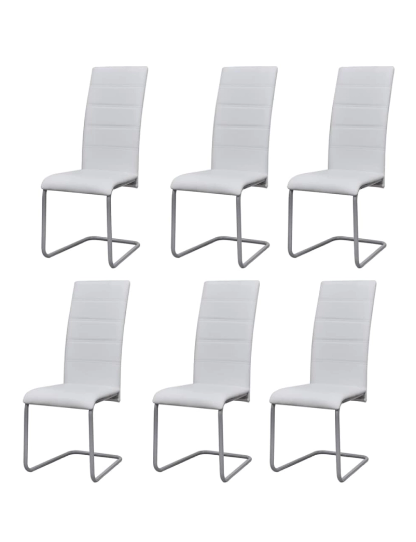 Vidaxl - vidaXL Cadeiras de jantar cantilever 6 pcs couro artificial branco