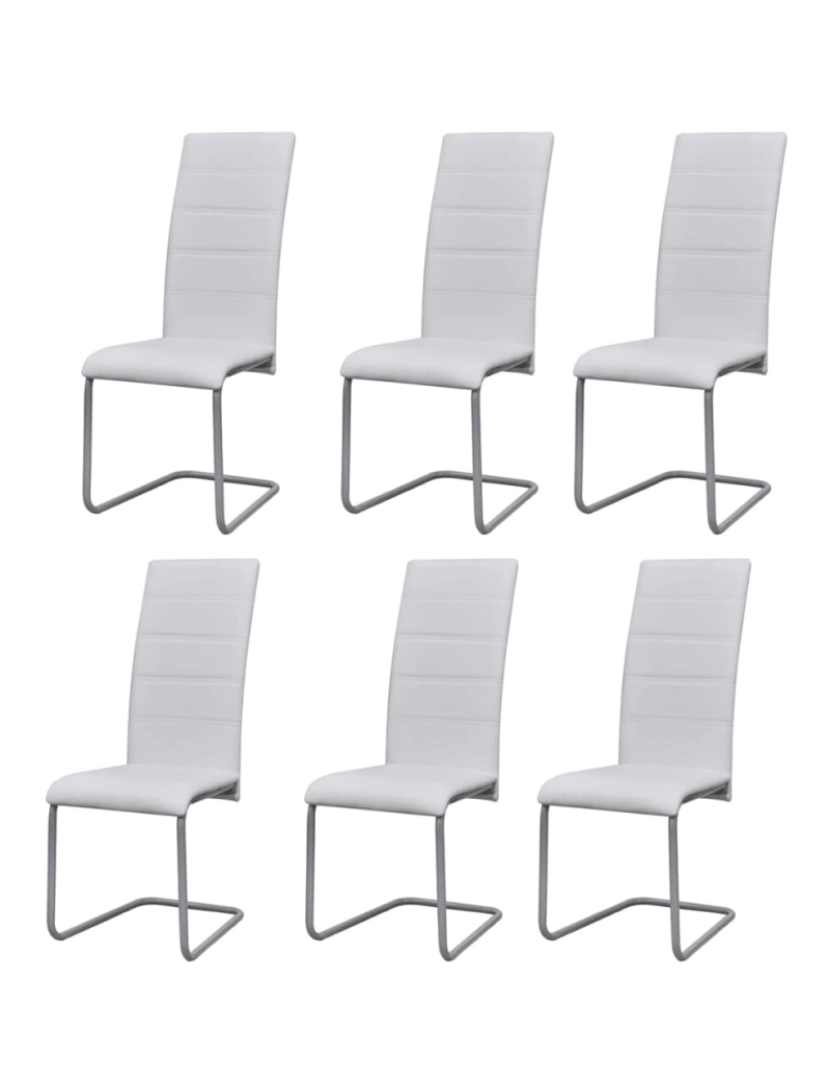 imagem de vidaXL Cadeiras de jantar cantilever 6 pcs couro artificial branco2