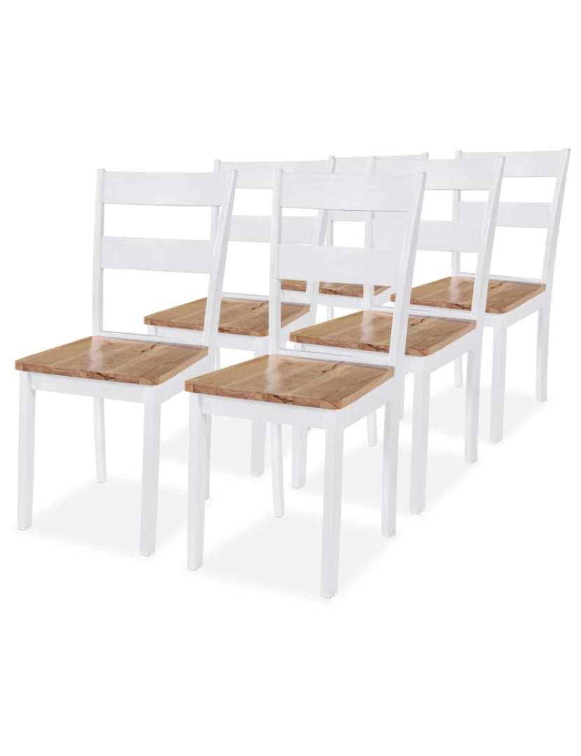 imagem de vidaXL Cadeiras de jantar 6 pcs madeira seringueira maciça branca1