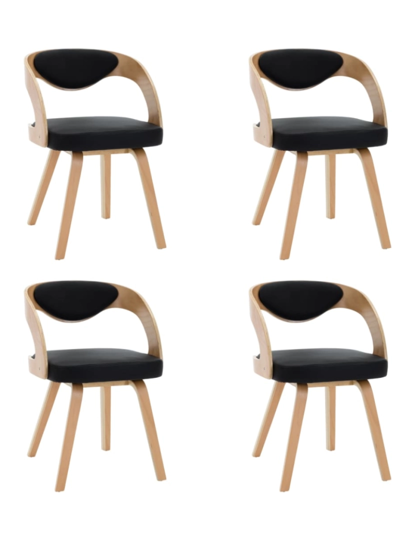 Vidaxl - vidaXL Cadeiras jantar 4 pcs madeira curvada e couro artificial preto